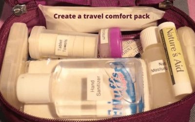 Create a travel comfort pack for easy access to self-care essentials