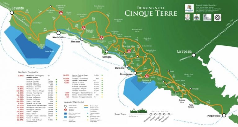 map-hiking-trails-Cinque-Terre - Packing Light Travel