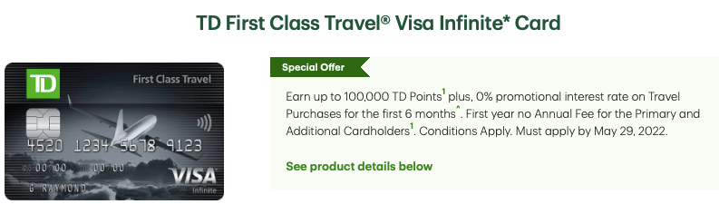 td first class travel visa promo