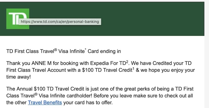 td bank travel points