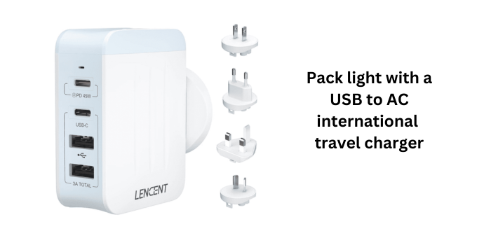 Pack light with a USB to AC international travel charger
