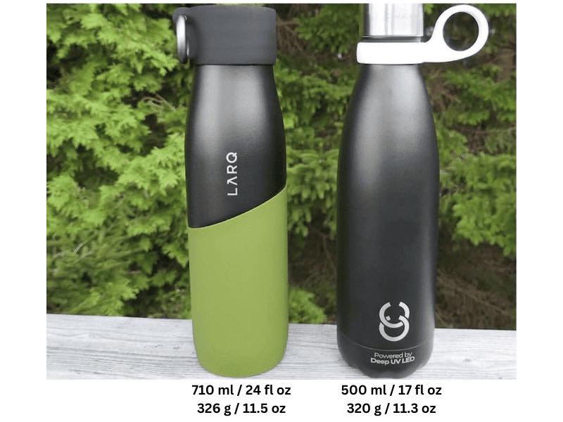 uv-c-water-bottles-comparison-in-weight-and-volume