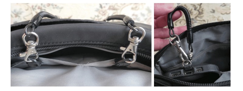 retractable-coil-tether-to-improve-internal-security-of-a-travel-purse