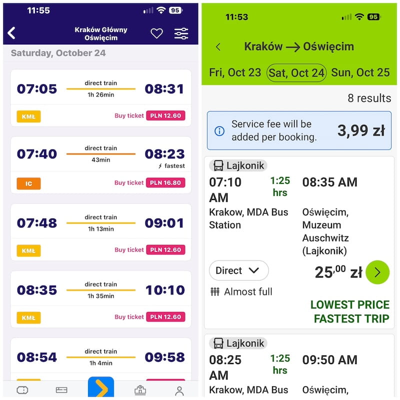koleo-and-flixbus-apps-for-travel-to-auschwitz